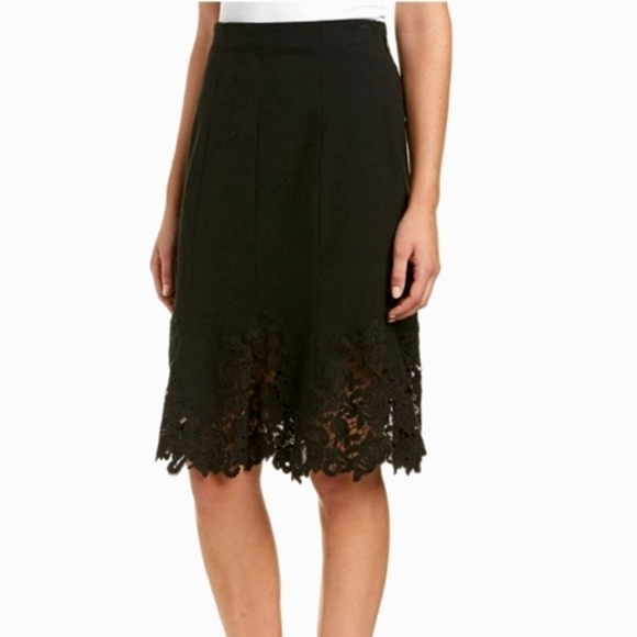 Rebecca Taylor Black Lace Embroidery Skirt Size 2 - Picture 1 of 7